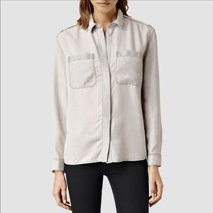 All Saints Riva Button Down Shirt in Gray All Saints Riva Button Down Shirt in Gray