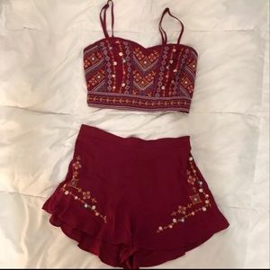 Maroon two piece set outfit Small
