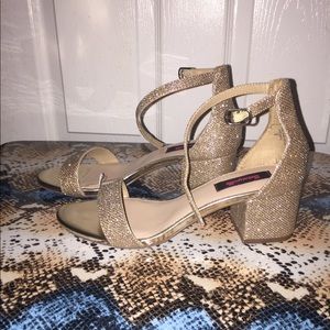 Betseyville Gold glitter block heels