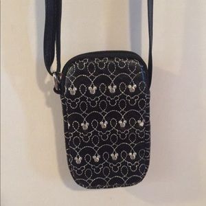 Over shoulder Mickey cellphone bag Silver/black