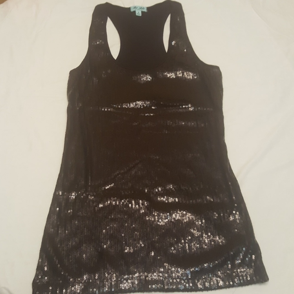 Super cute black shinny sequins dress top