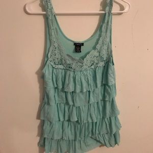 Teal detailed tank top rue 21 medium