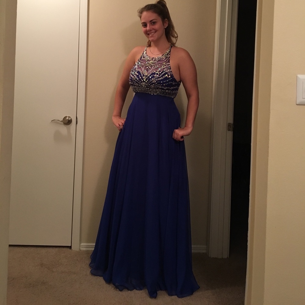Prom Dress Elegant Royal Blue Dress w/ Rhinestones - Picture 1 of 8
