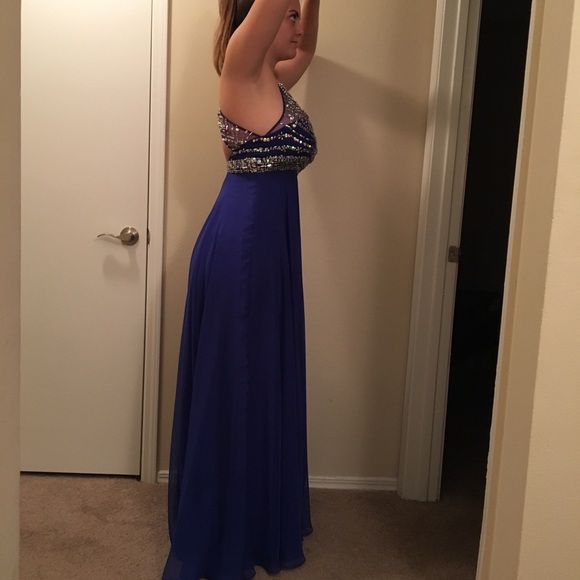 Prom Dress Elegant Royal Blue Dress w/ Rhinestones - Picture 4 of 8