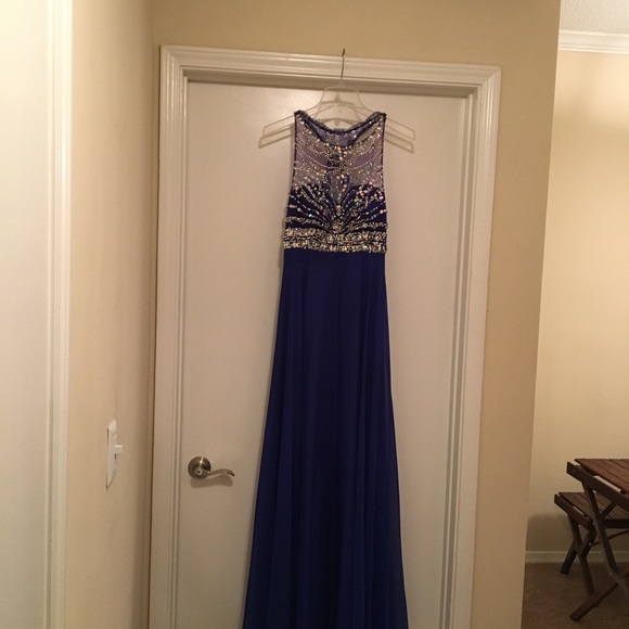Prom Dress Elegant Royal Blue Dress w/ Rhinestones - Picture 2 of 8