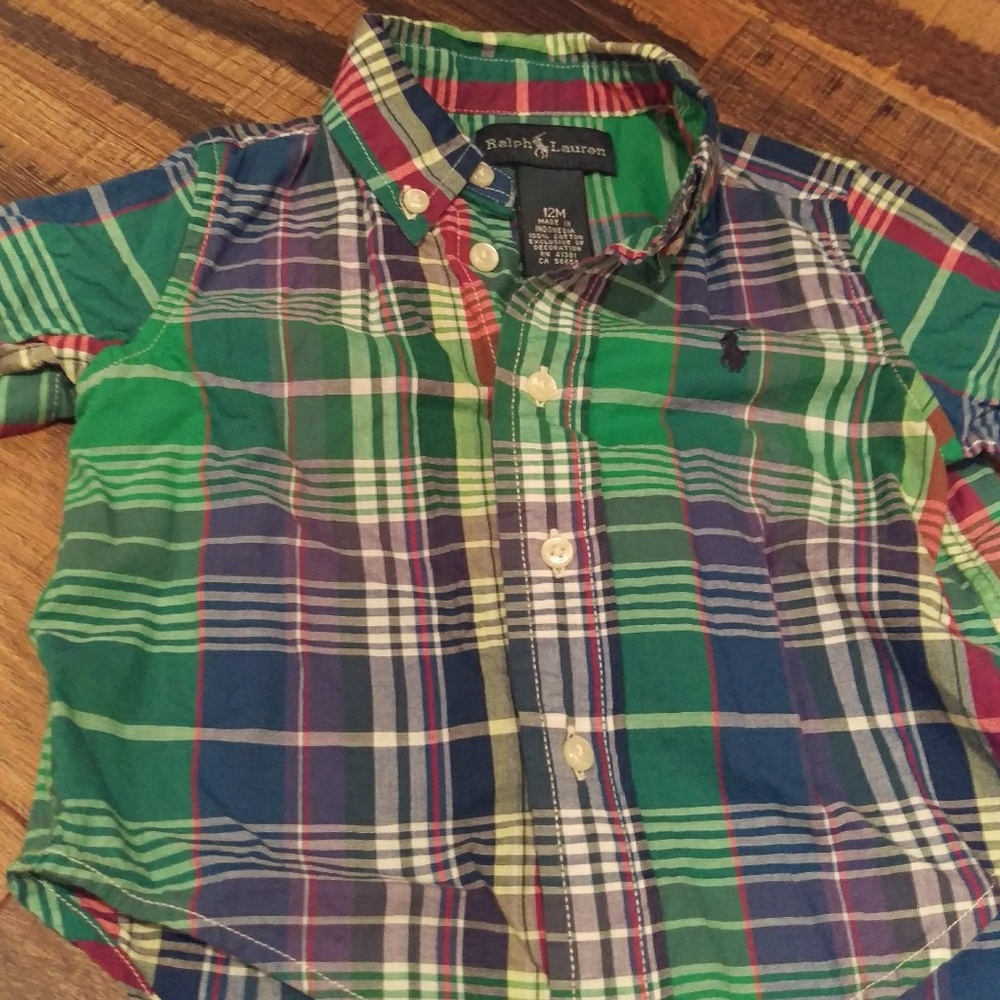 Baby boy plaid Polo button up!!!