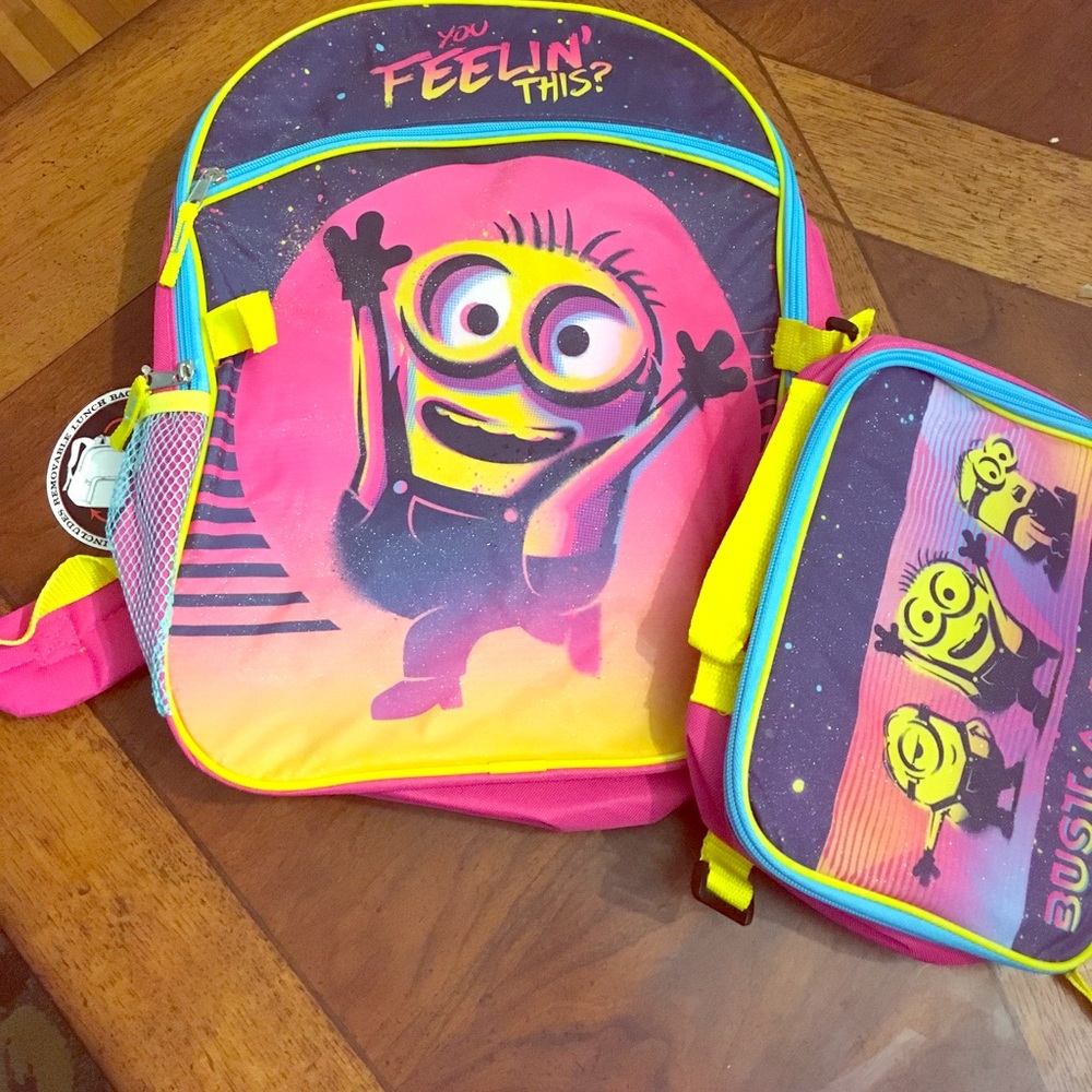 Minions backpack with lunch bag.