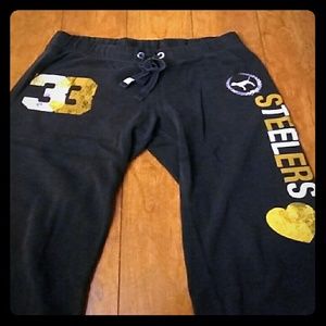 PINK Steelers black sweatpants
