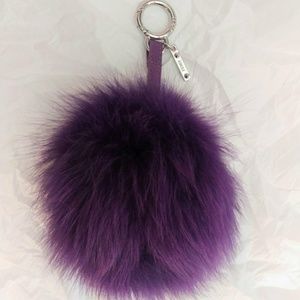 *Fendi* Berry Fur Pompom PurseCharm/KeyRing