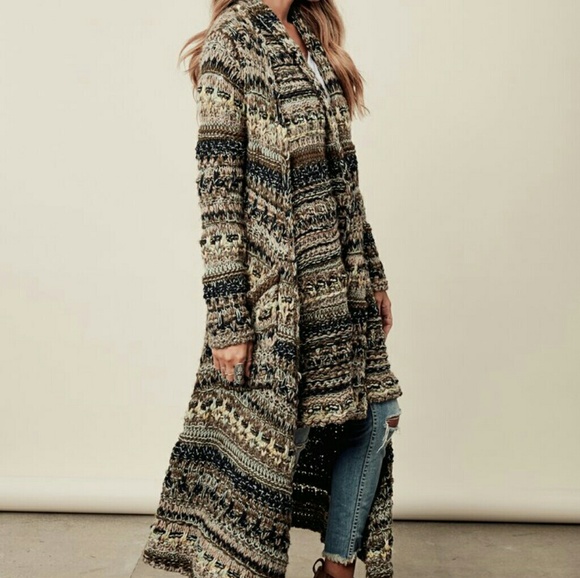 Love Stitch Olive- Multi color duster sweater - Picture 3 of 4