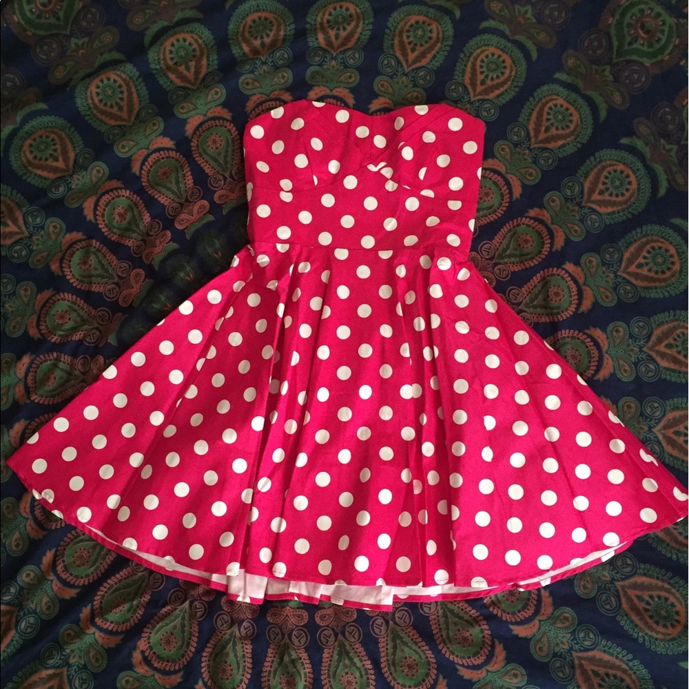 NWT ModCloth Pink Polka Dot Dress