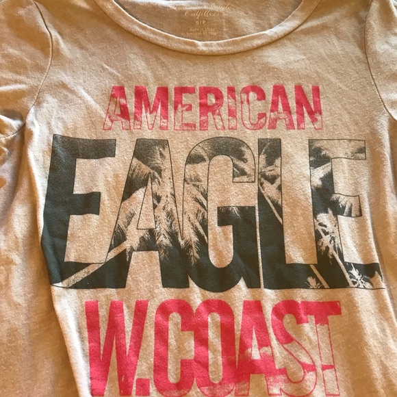 American Eagle Cream, Black & Pink Tee Shirt - Picture 2 of 3