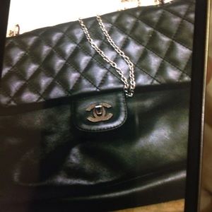 Black leather chanel handbag