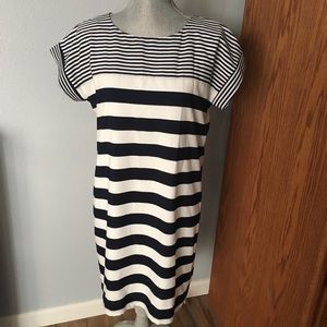 Dalia navy and white striped shirt dress
