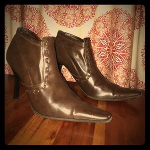 Brown leather booties 9