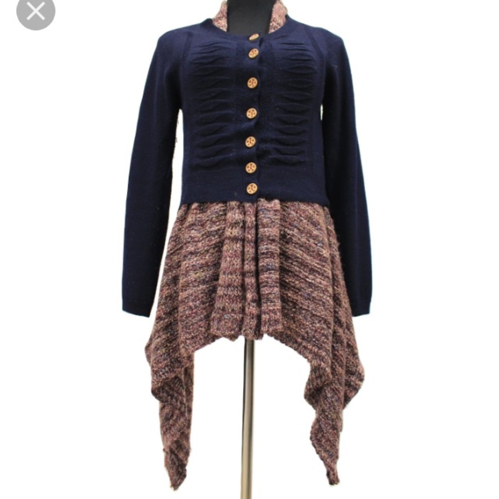 Sleeping on Snow Long Mauve marled w/Navy Sweater