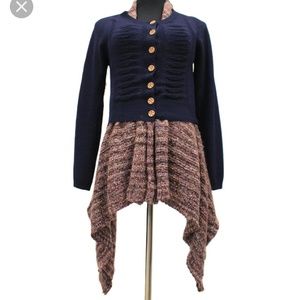 Sleeping on Snow Long Mauve marled w/Navy Sweater