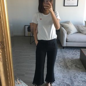 Zara linen black pants with pom pom size xs