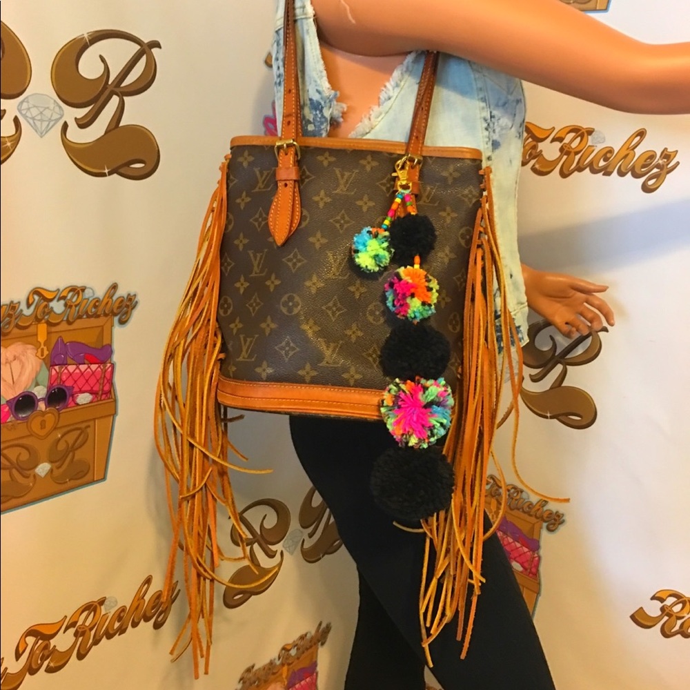 Repurposed Boho Lv bucket bag