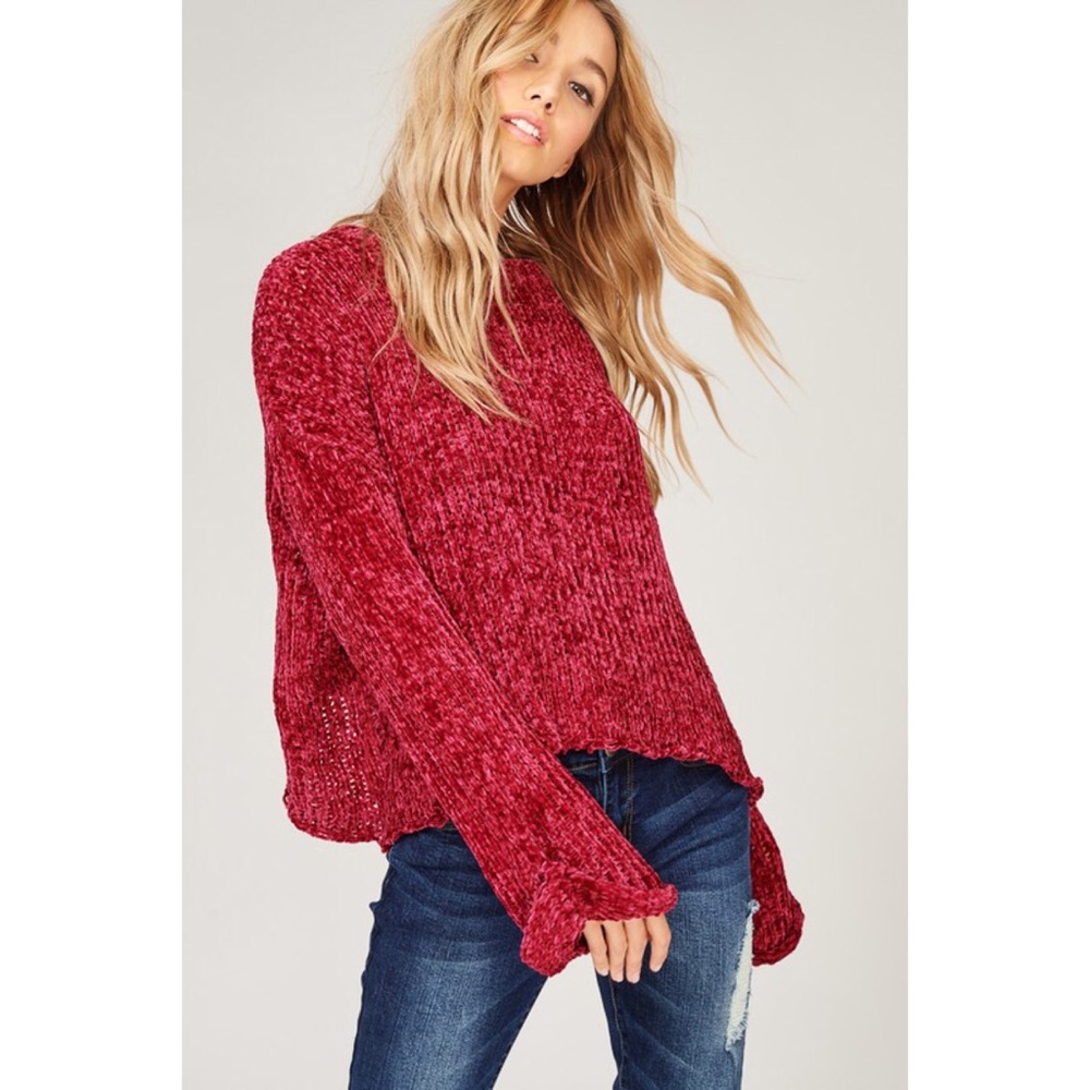 1 left! Chenille Semi Crop Sweater - Picture 2 of 8