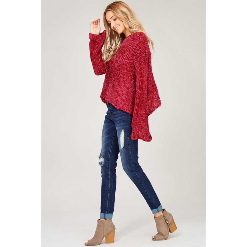 1 left! Chenille Semi Crop Sweater - Picture 7 of 8