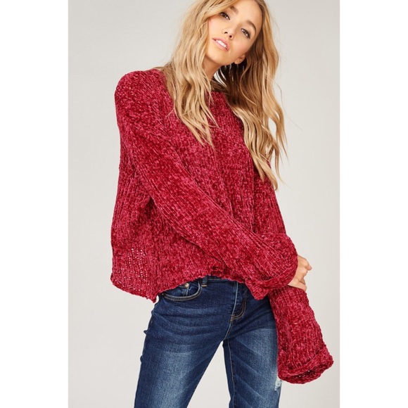 1 left! Chenille Semi Crop Sweater - Picture 3 of 8