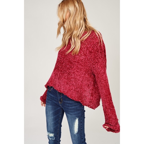 1 left! Chenille Semi Crop Sweater - Picture 4 of 8