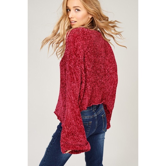 1 left! Chenille Semi Crop Sweater - Picture 6 of 8