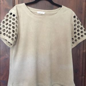 Beige honey-comb sleeve shirt
