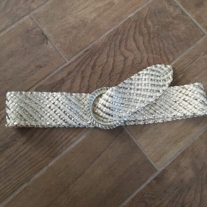 Silver and tan Belt