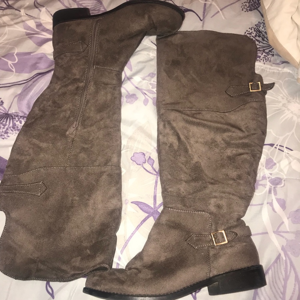 Taupe knee high boots