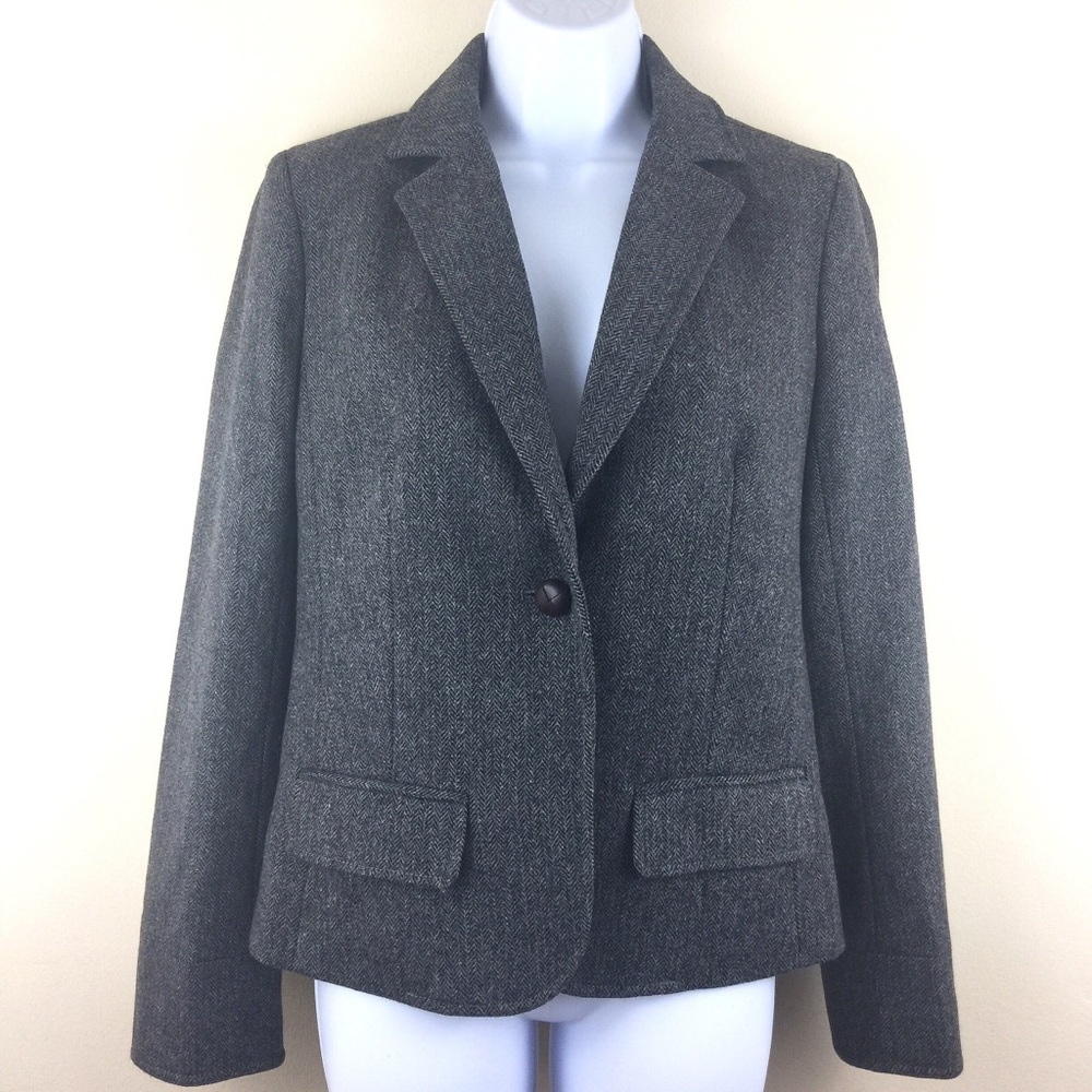J. Crew Gray Herringbone Blazer Jacket