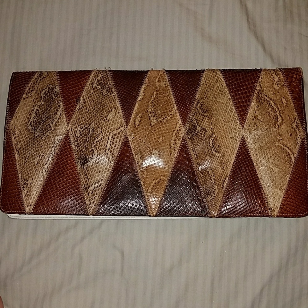 Vintage Ronora python snake genuine leather clutch