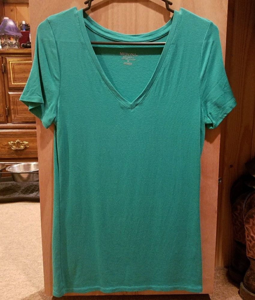 Green V-neck