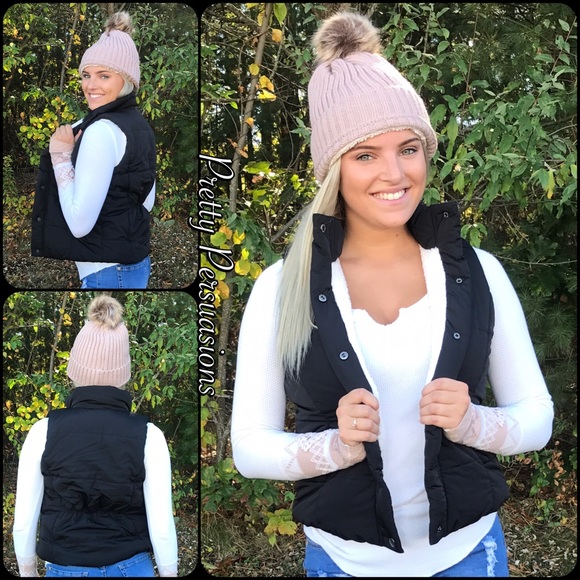 LAST ONE SALE‼️Blush Lined Pom Pom Slouchy Beanie - Picture 4 of 5
