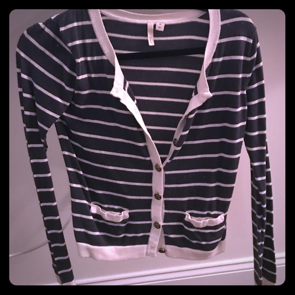 Blue and white cardigan