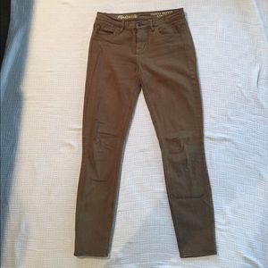 Olive green Madewell skinny jeans