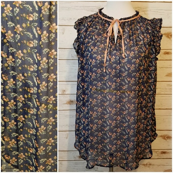 Xhilaration Tops - Xhilaration Sheer Floral Blouse