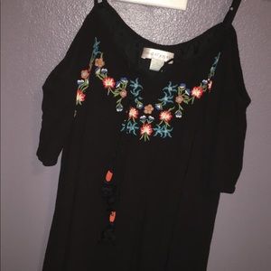 Black floral shirt