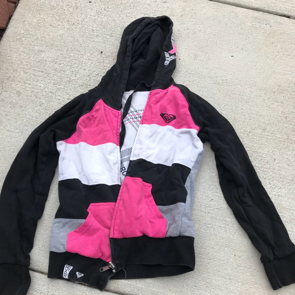 Adorable pink, white, and black sweater