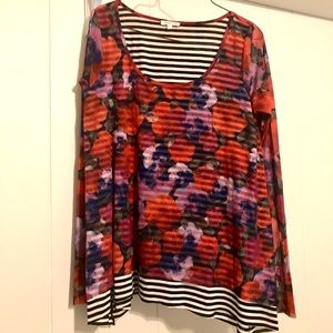 Anthropologie Weston floral stripe blouse
