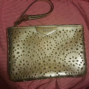 Victoria's Secret Gold Metallic Wristlet Clutch Victoria's Secret Gold Metallic Wristlet Clutch