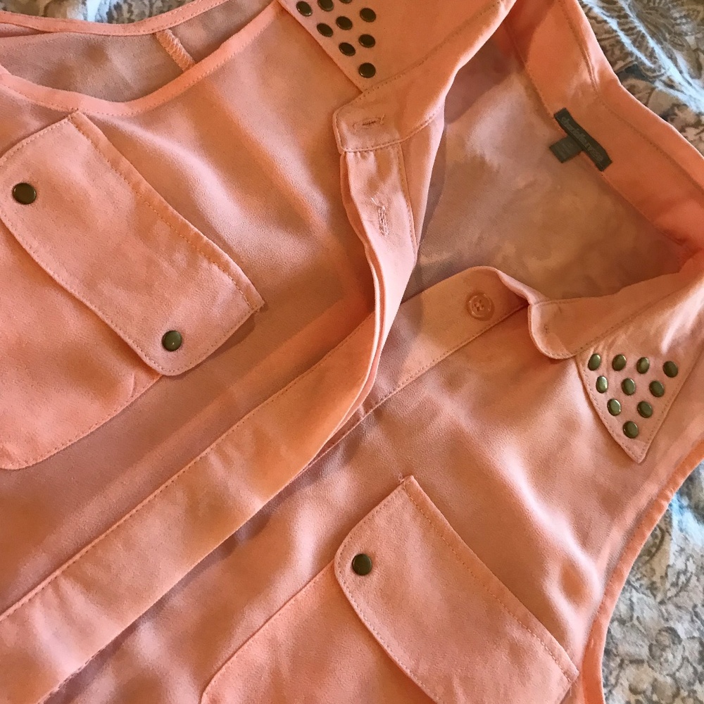 Charlotte Russe Peach Pink Studded Button Up Tank - Picture 2 of 3