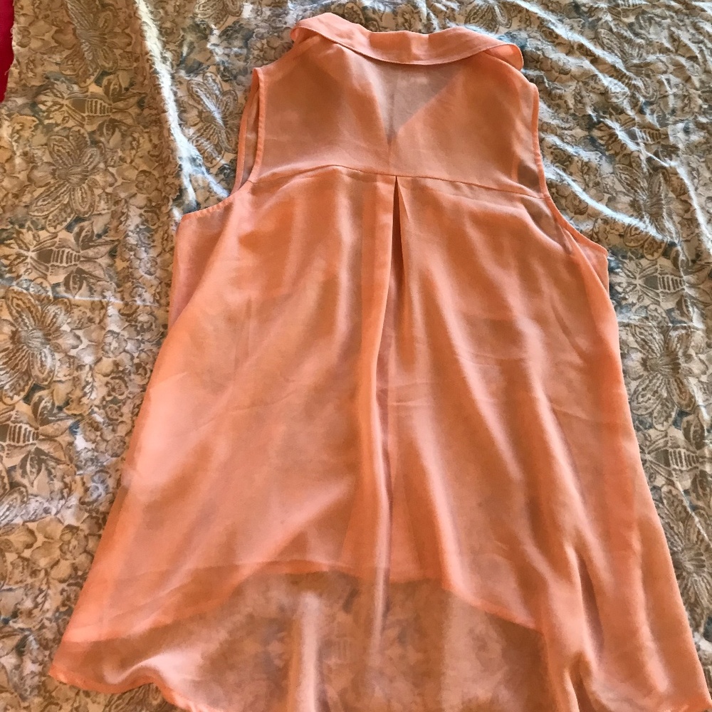 Charlotte Russe Peach Pink Studded Button Up Tank - Picture 3 of 3
