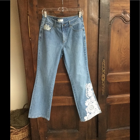 Coldwater Creek Flare Leg, Embroidered Jeans - Picture 1 of 8
