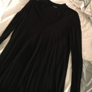 Long sleeve tee with cut-out and v-neck