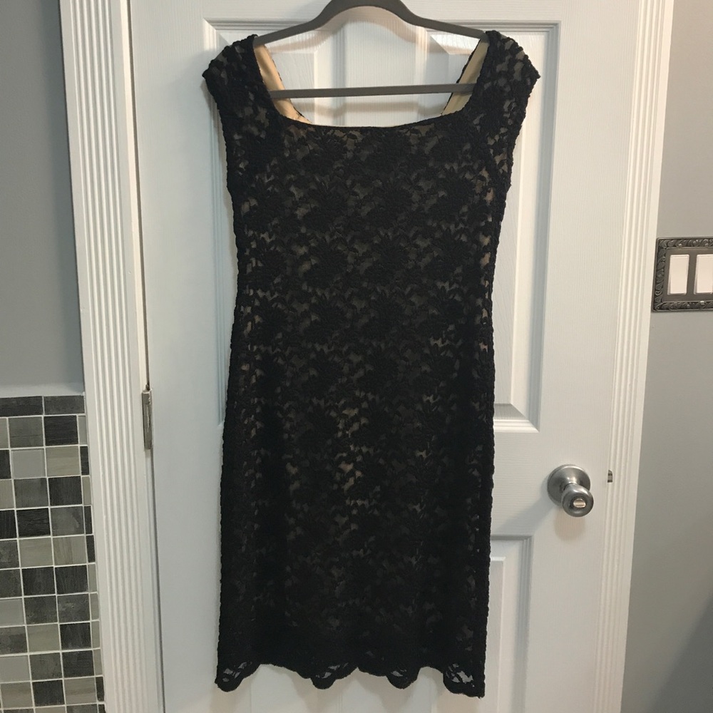 Dress barn black lace illusion dress