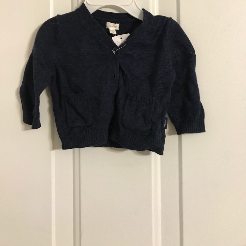 BNWT BABY GAP BLUE SWEATER WITH POCKETS N BUTTONS