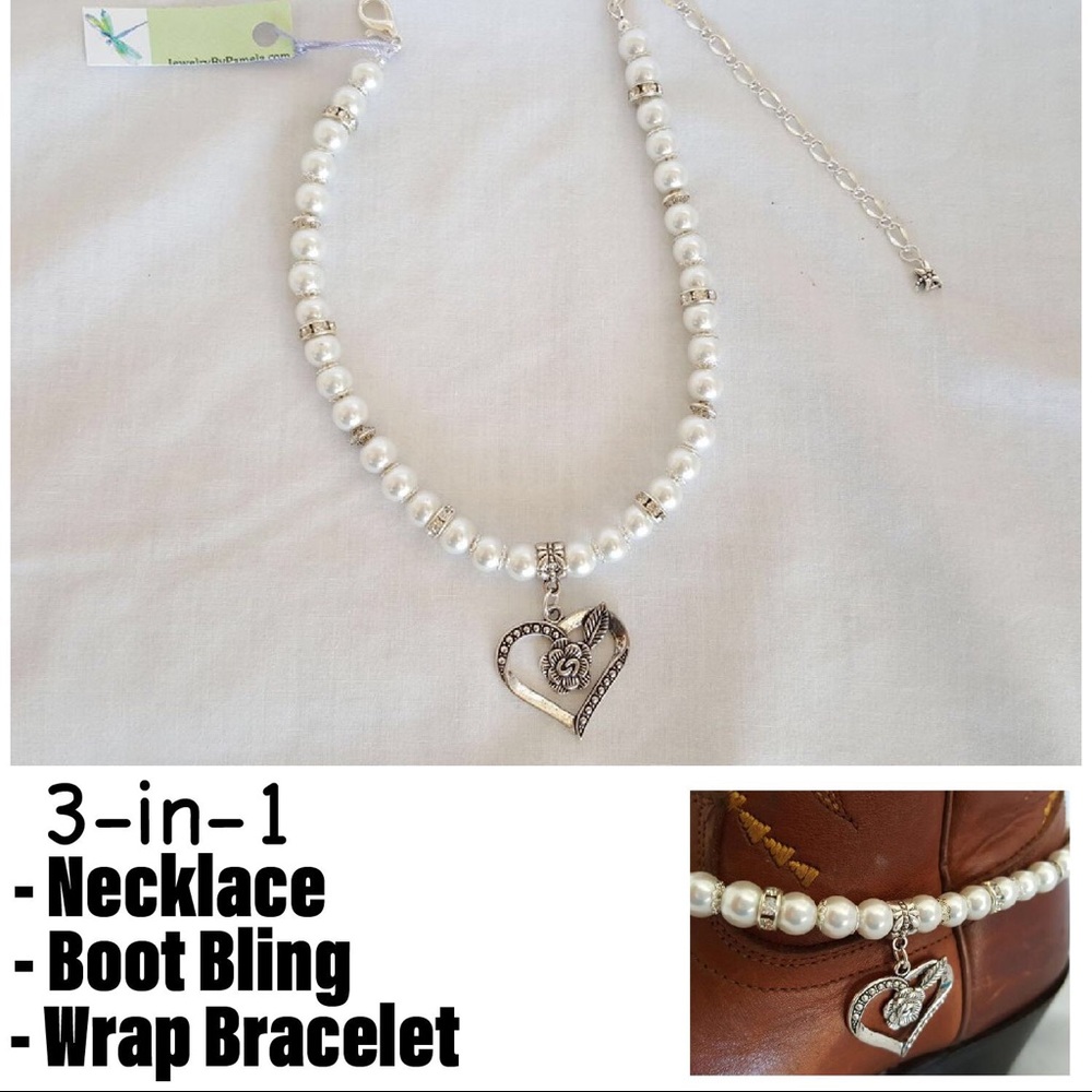 Boho Pearl Necklace Bracelet Boot Country Wedding