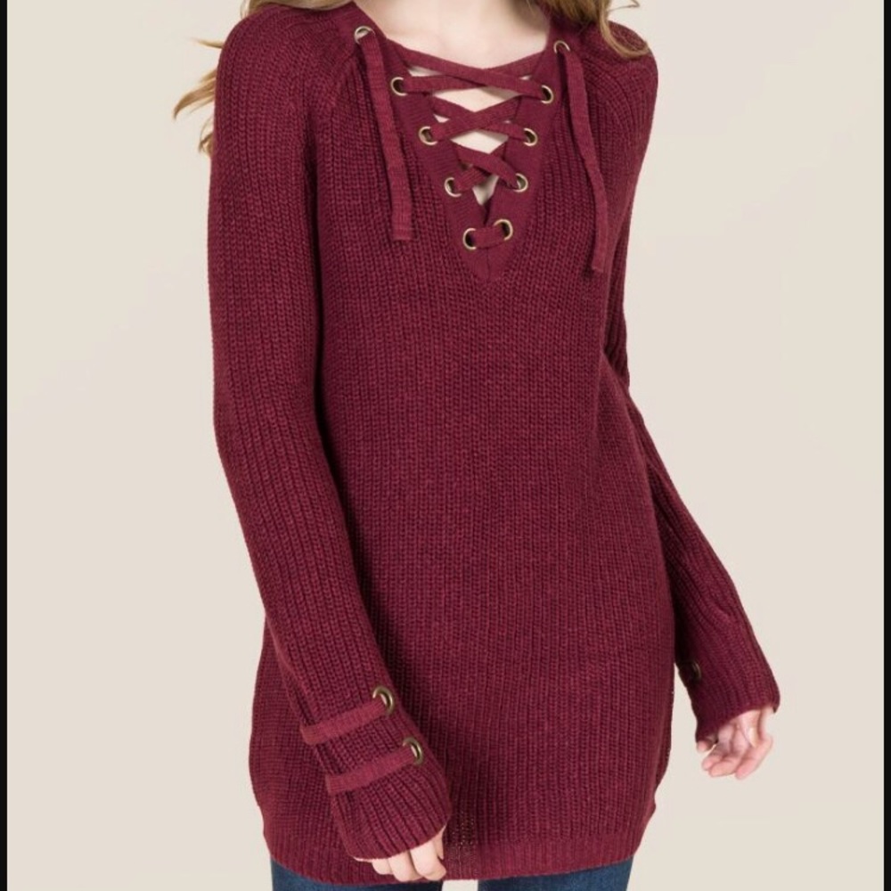 Lace Up Sweater